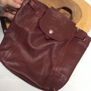 Longchamp Ox Blood Maroon Leather Mini Backpack